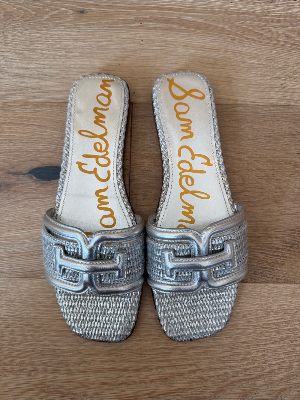Sam Edelman Silver Braided Slide Sandals